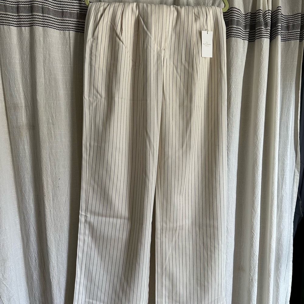 Abercrombie & Fitch Cream Wide-Leg Pinstripe Pants